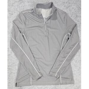 Peter Millar Long Sleeve Golf Polo, Quarter Zip, Gray White New  Womens Sz S
